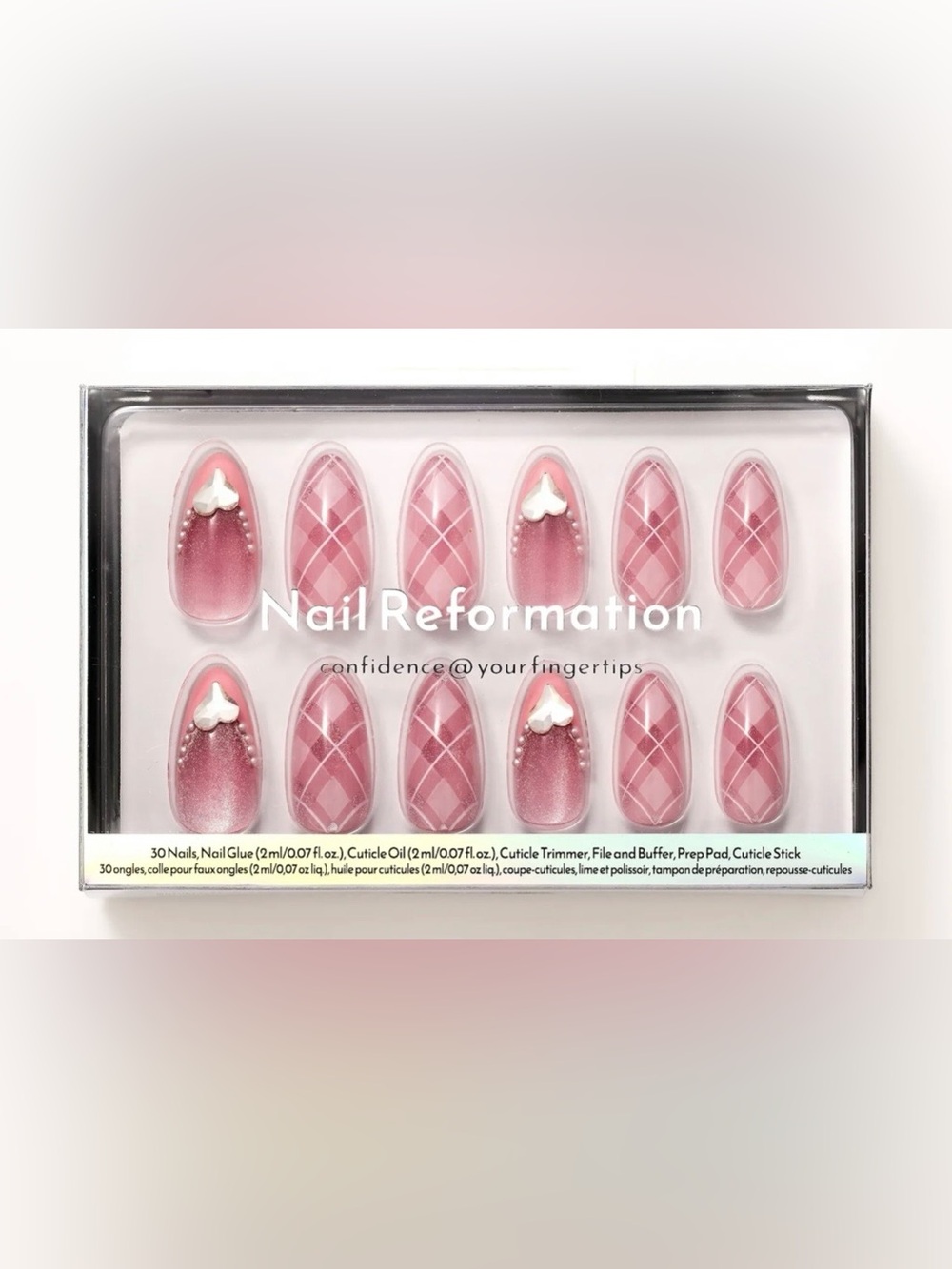 Nail Reformation Medium Almond Press-On Nails in PRINCESS DREAM nib
